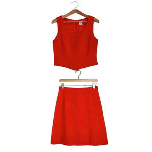 Vintage Si You Wool Orange Skirt Set Women's Size 10